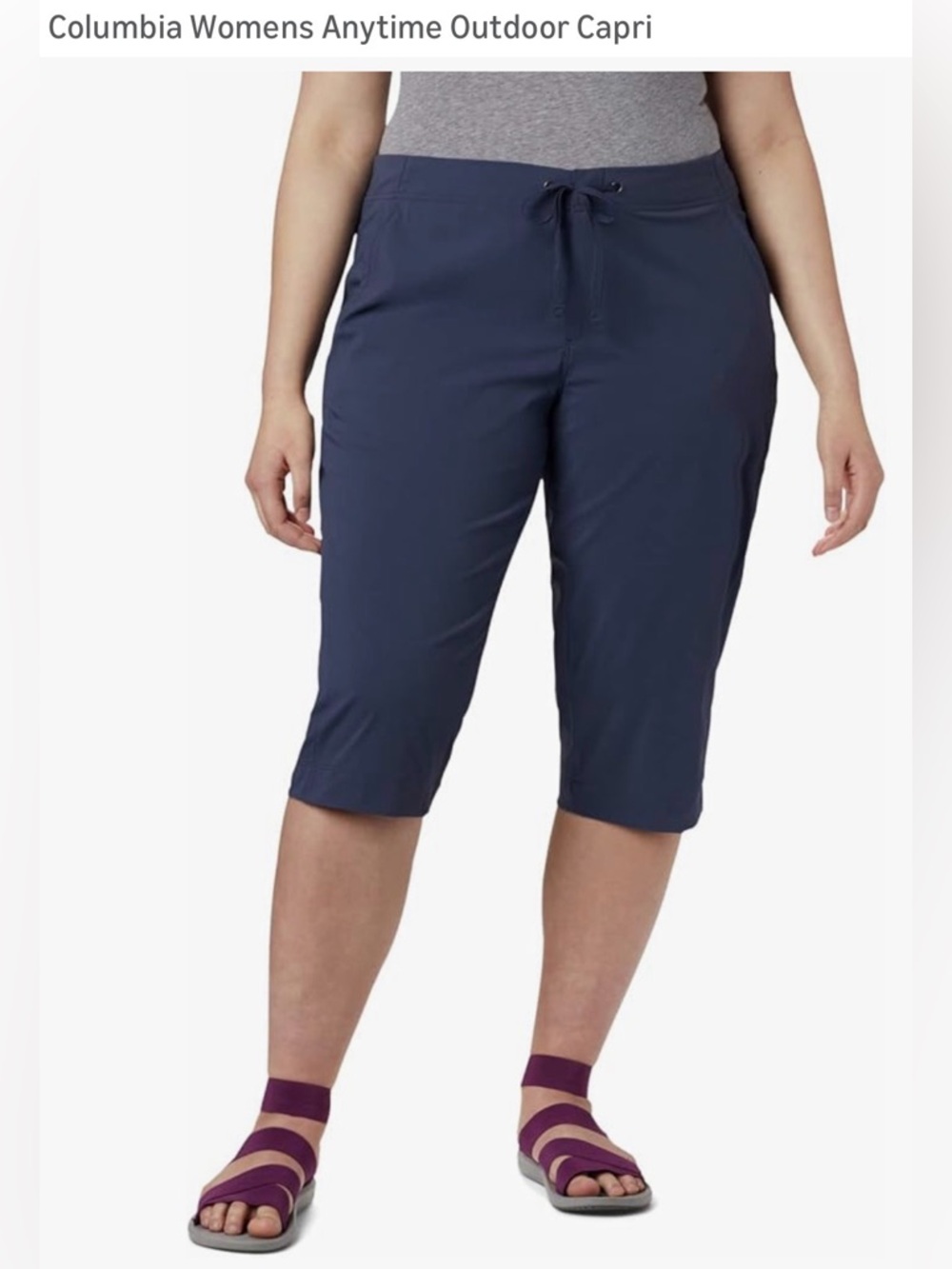 NWT iColumbia Women's Anytime Outdoor™ Plus Size Capri, Dark Smoke Gray, 24W
